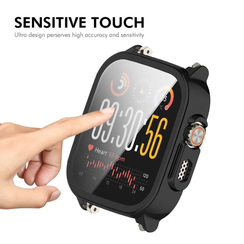 ENKAY HAT PRINCE For Realme Watch 5 Watch Case Rubberized Hard PC Cover with Tempered Glass - Black - 6