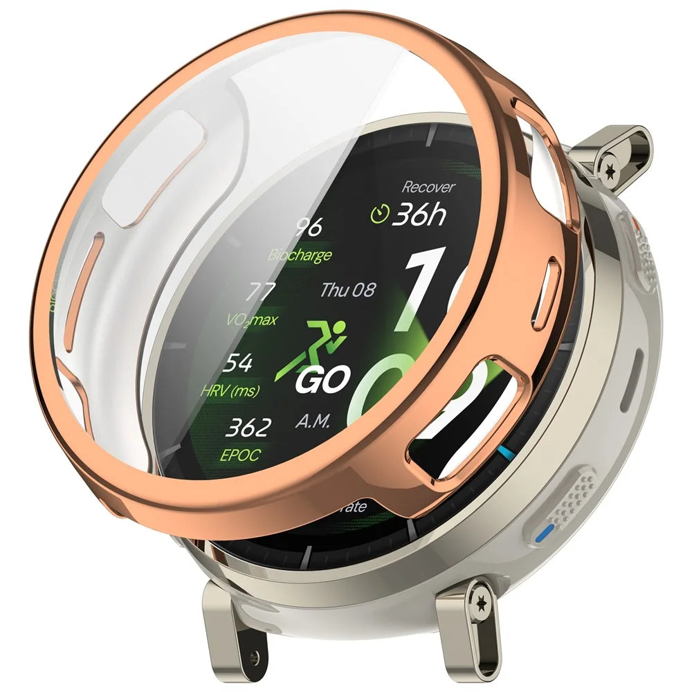For Huami Amazfit Active 3 Premium Full Coverage TPU Watch Cover Electroplated Protective Case - Rose Gold - 1