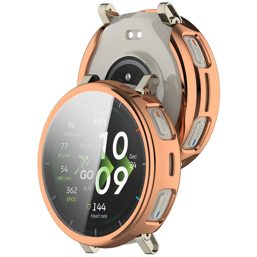For Huami Amazfit Active 3 Premium Full Coverage TPU Watch Cover Electroplated Protective Case - Rose Gold - 6