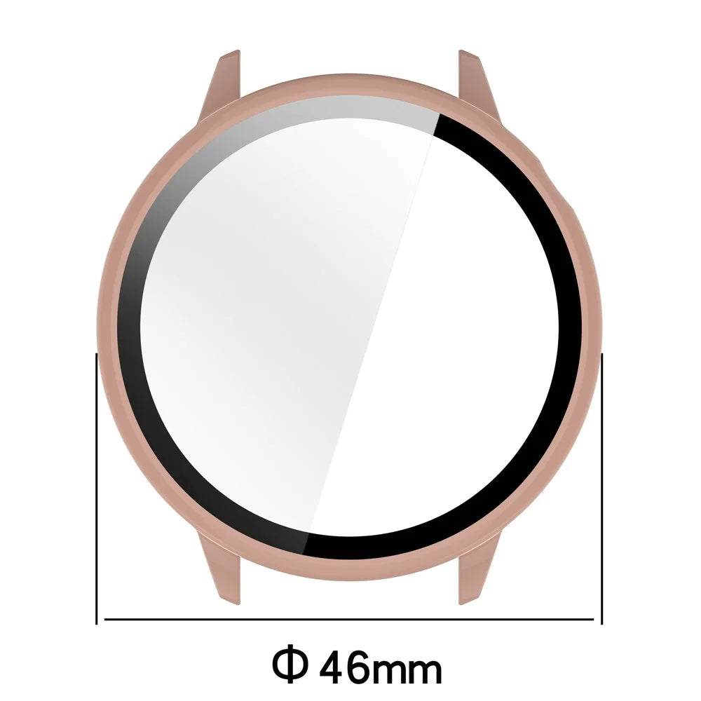 For OnePlus Watch 4 43mm / Watch 3 43mm / Oppo Watch X3 Mini / Watch X2 Mini Hard PC Watch Case with Tempered Glass Screen Film - Pink - 7