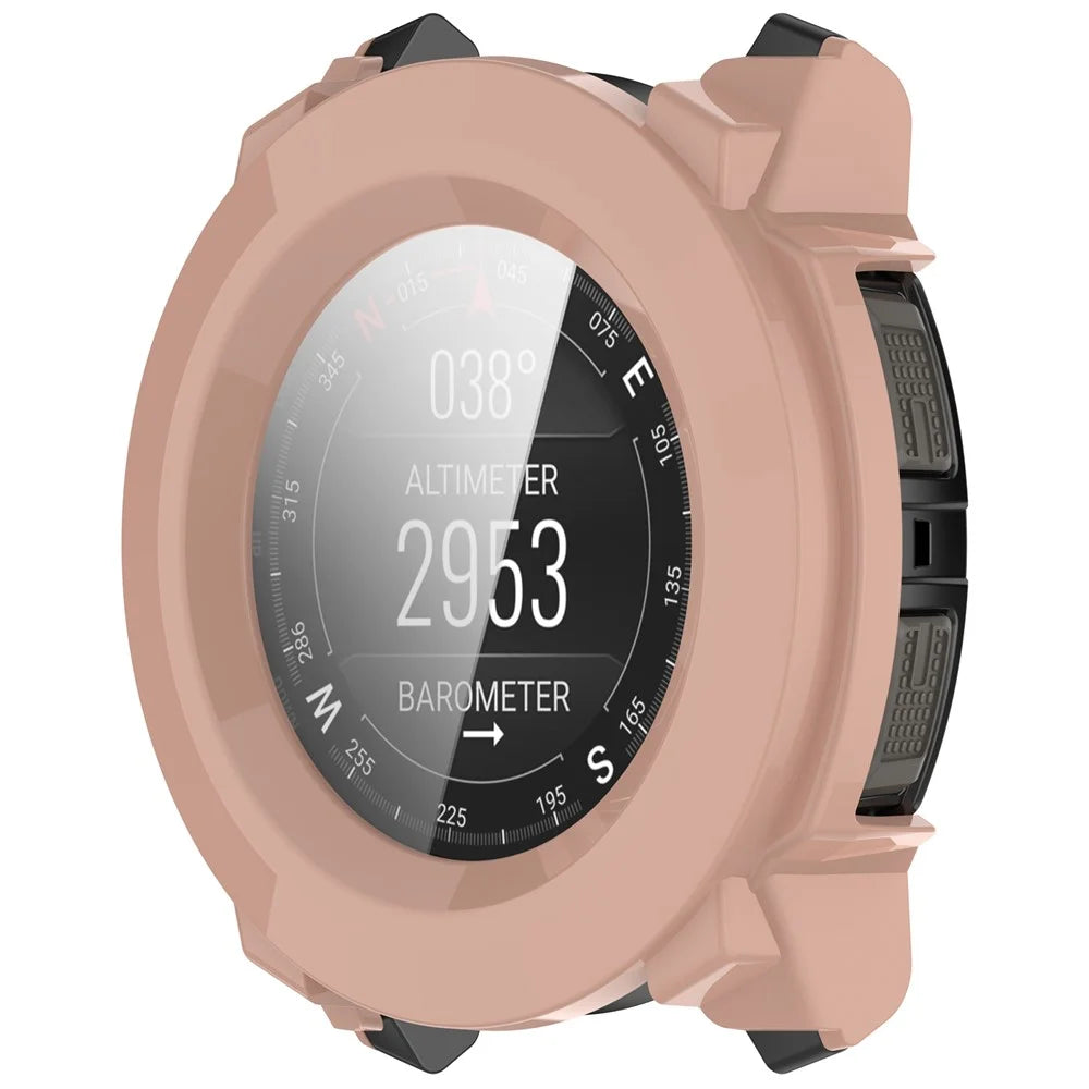 For Garmin Instinct 3 AMOLED 50mm / Instinct 3 Solar 50mm Protective Case with Tempered Glass Screen Protector PC Watch Cover - Pink - 2