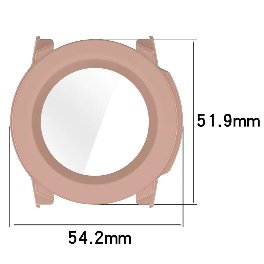 For Garmin Instinct 3 AMOLED 50mm / Instinct 3 Solar 50mm Protective Case with Tempered Glass Screen Protector PC Watch Cover - Pink - 7