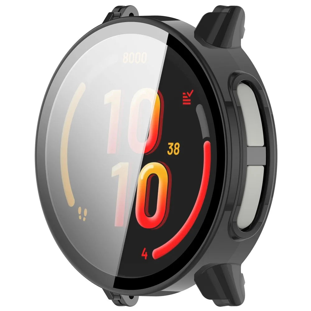 For Garmin Bounce 2 Watch Case PC Frame Cover with Tempered Glass Screen Film - Black - 5