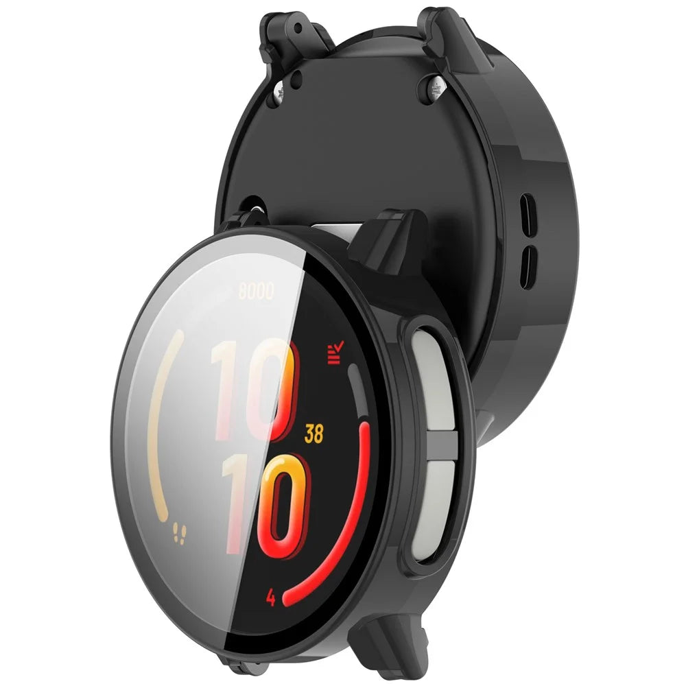 For Garmin Bounce 2 Watch Case PC Frame Cover with Tempered Glass Screen Film - Black - 6