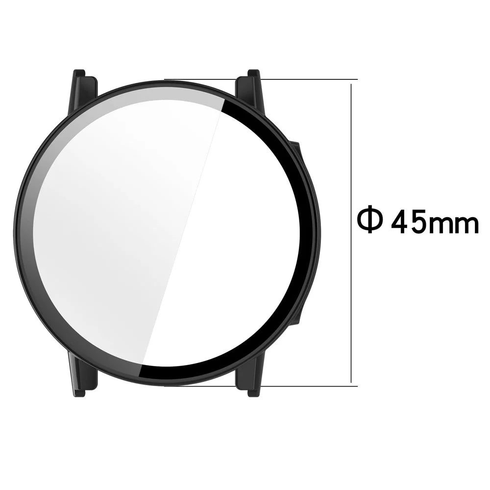 For Garmin Bounce 2 Watch Case PC Frame Cover with Tempered Glass Screen Film - Black - 7