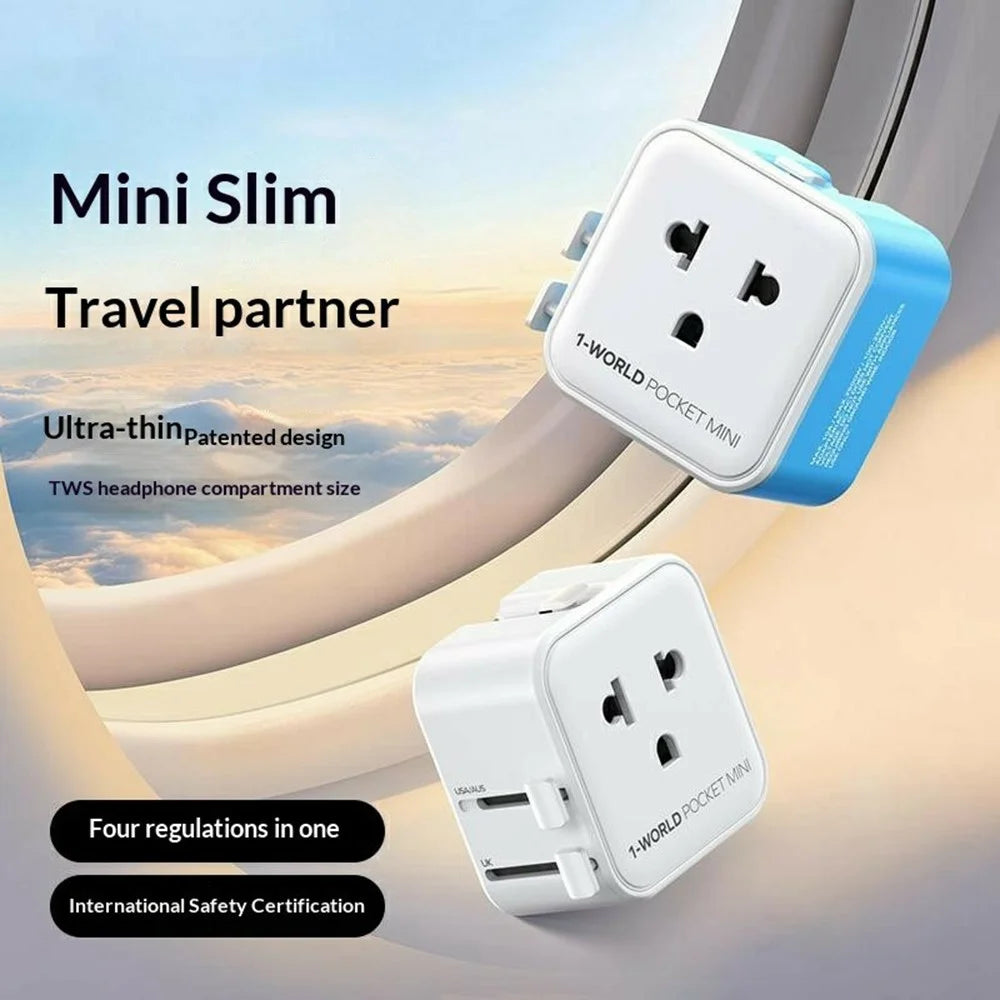 MOMAX UA37 1-World Pocket Mini Ultra-Thin Universal Travel Charger Adapter 2500W Global Plug Wall Charger - Blue - 2