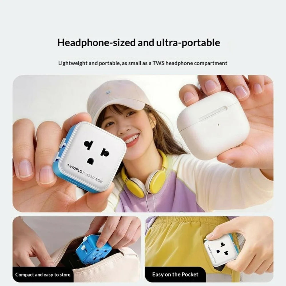 MOMAX UA37 1-World Pocket Mini Ultra-Thin Universal Travel Charger Adapter 2500W Global Plug Wall Charger - Blue - 5