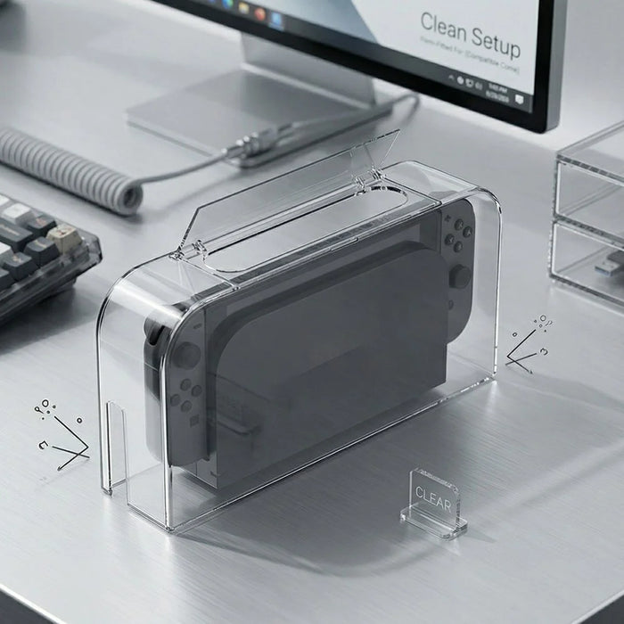 DOBE FOMIS ELECTRONICS TNS-51127 Clear Dust Cover for Nintendo Switch  /  Switch 2  /  Switch OLED Flip-top Protective Case - 2