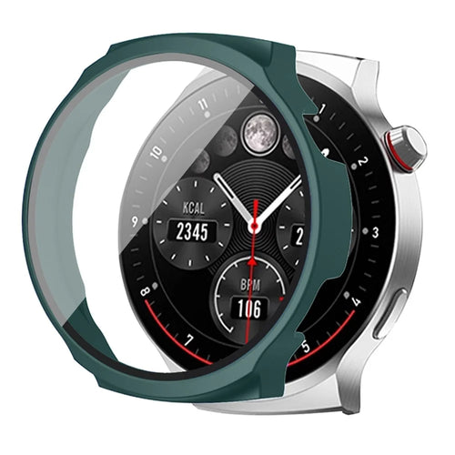 For Aigo V8 Anti Scratch Watch Case PC Protective Cover with Tempered Glass Screen Protector - Midnight Green - 1