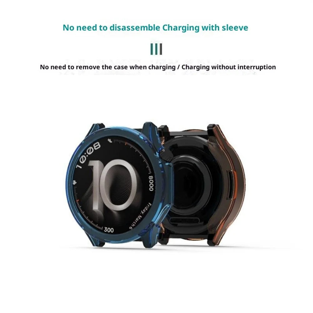 For Oppo Watch X3 Case Semi-Open TPU Protective Shell Hollow Watch Frame - Transparent Blue - 3