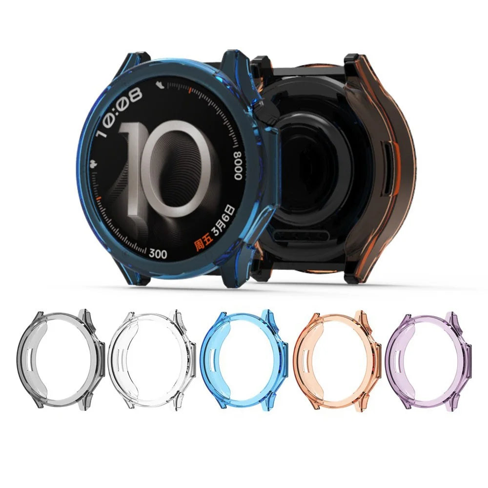 For Oppo Watch X3 Case Semi-Open TPU Protective Shell Hollow Watch Frame - Transparent Blue - 5