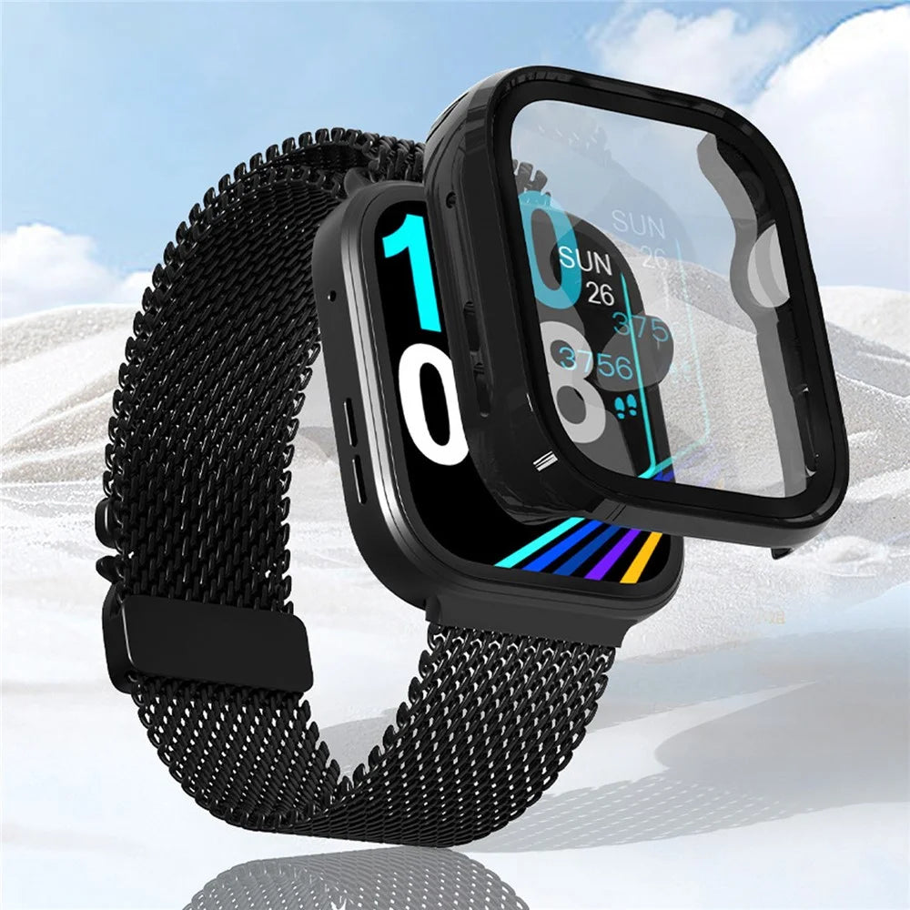 For Huawei Watch Fit 5 Pro PC Watch Case + Tempered Glass Screen Protector All Around Protective Cover - Black (Rubberized Finish) - 2