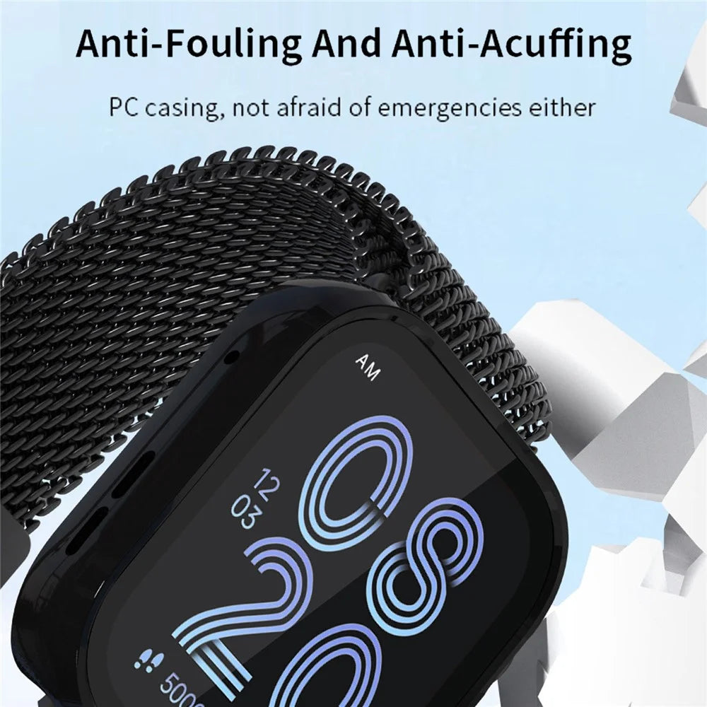 For Huawei Watch Fit 5 Pro PC Watch Case + Tempered Glass Screen Protector All Around Protective Cover - Black (Rubberized Finish) - 3