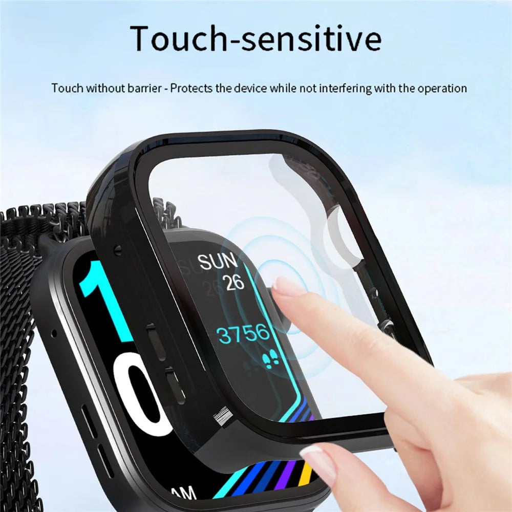 For Huawei Watch Fit 5 Pro PC Watch Case + Tempered Glass Screen Protector All Around Protective Cover - Black (Rubberized Finish) - 4