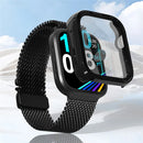 For Huawei Watch Fit 5 Watch PC Case with Tempered Glass Screen Protector 2 in 1 Full Coverage Cover - Black (Rubberized Finish) - 2