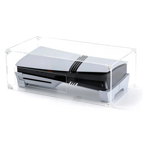 13020032 For PS5 Pro  /  PS5 Slim Acrylic Dust Cover Transparent Horizontal Stand Protective Case with Ventilation Ports - 1