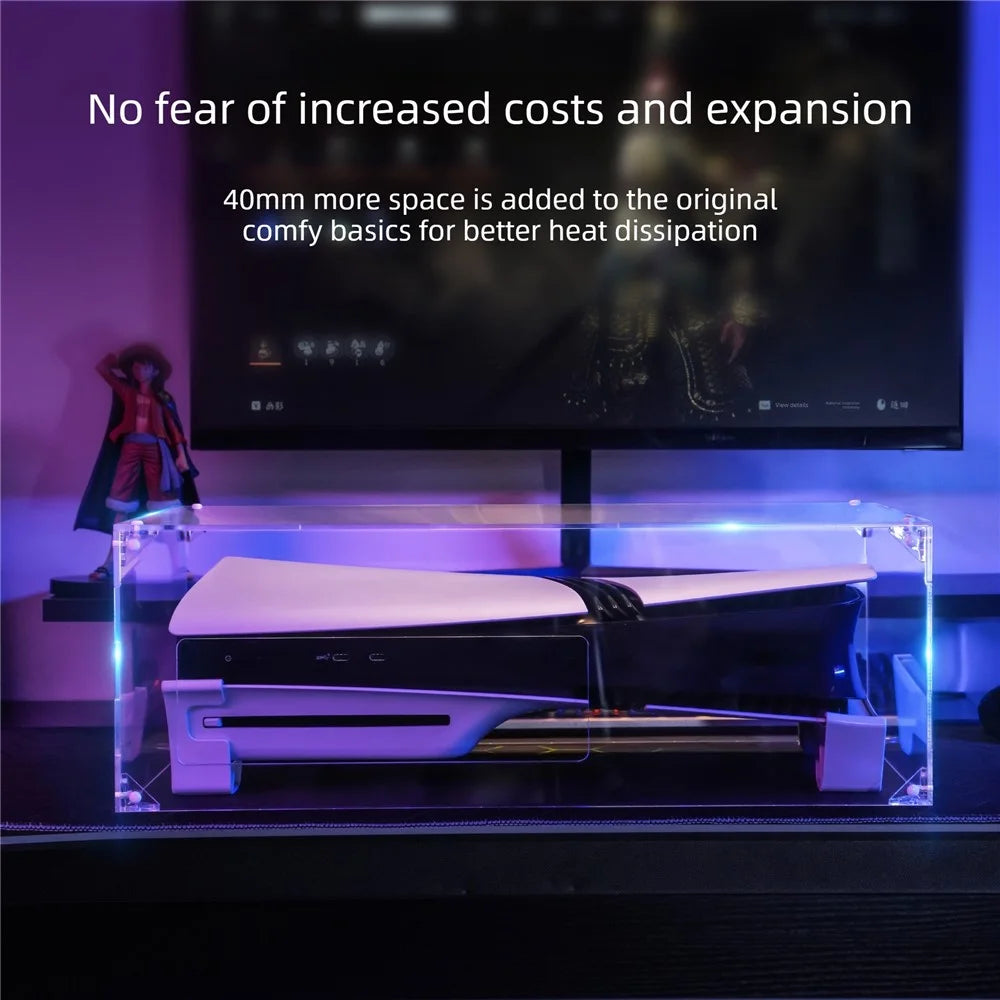 13020032 For PS5 Pro  /  PS5 Slim Acrylic Dust Cover Transparent Horizontal Stand Protective Case with Ventilation Ports - 6