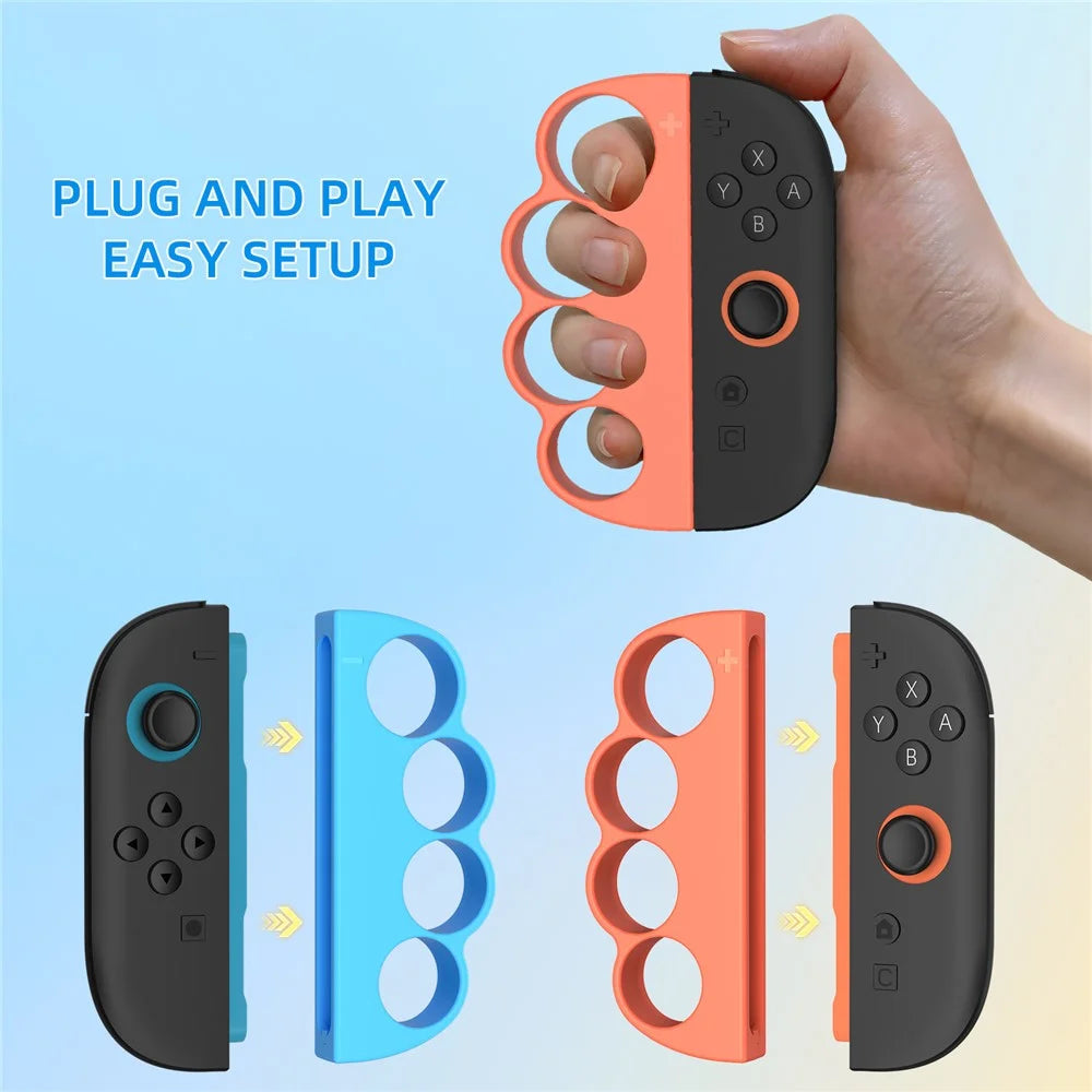 2Pcs for Nintendo Switch 2 Joy-Con Boxing Finger Clasp Left  /  Right Punch Grips ABS Knuckle Grips - Orange Blue - 4