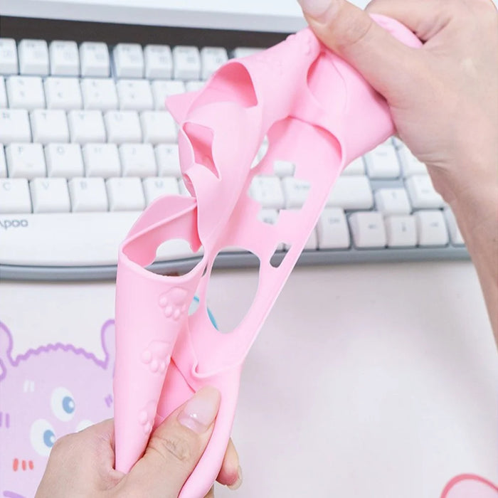 For Nintendo Switch 2 Pro Silicone Case Anti Slip Cat Ear Design Controller Protective Cover - Pink - 2