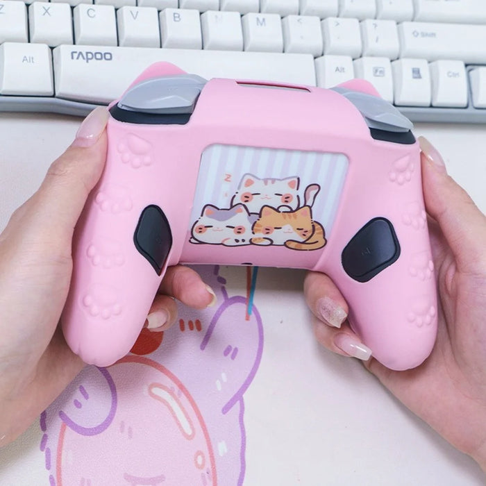 For Nintendo Switch 2 Pro Silicone Case Anti Slip Cat Ear Design Controller Protective Cover - Pink - 3