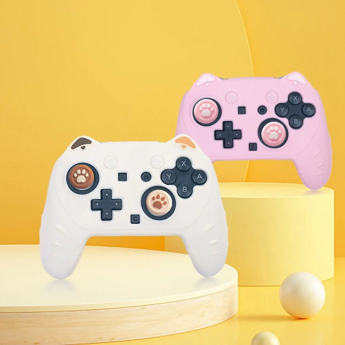 For Nintendo Switch 2 Pro Silicone Case Anti Slip Cat Ear Design Controller Protective Cover - Pink - 4