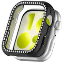 For Huawei Watch Fit 5 Case Rhinestones Decor Clear PC Watch Frame Half Cover - Electroplated Black - 1