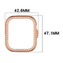 For Huawei Watch Fit 5 Pro Case Rhinestones Decor Clear PC Watch Frame Half Cover - Electroplated Rose Gold - 3