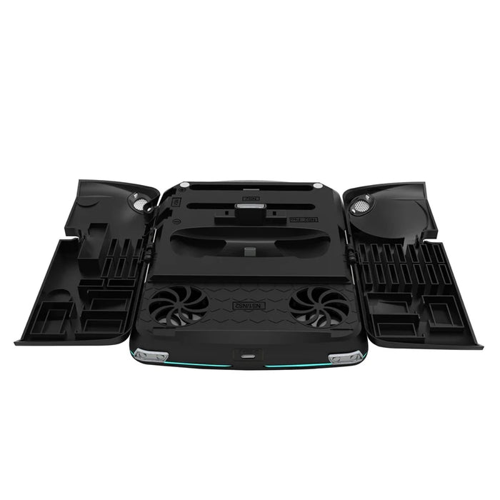 KJH-NS2-569 Multi-Functional Cooling Charging Stand for Nintendo Switch 1  /  OLED  /  2 Gaming Console Charger RGB Light Game Card Storage Stand - Black - 5