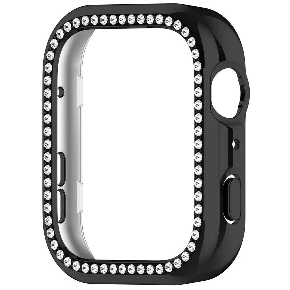 For Huawei Watch Fit 5 Protective Case Hollow Design Rhinestone Decor PC Watch Cover - Electroplated Black - 4
