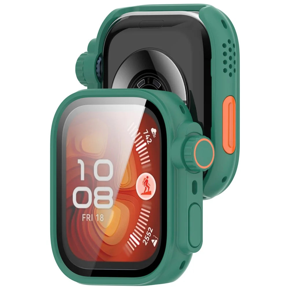 For Huawei Watch Fit 5 Pro Hard PC Watch Case with Integrated Tempered Glass Screen Film - Green - 3