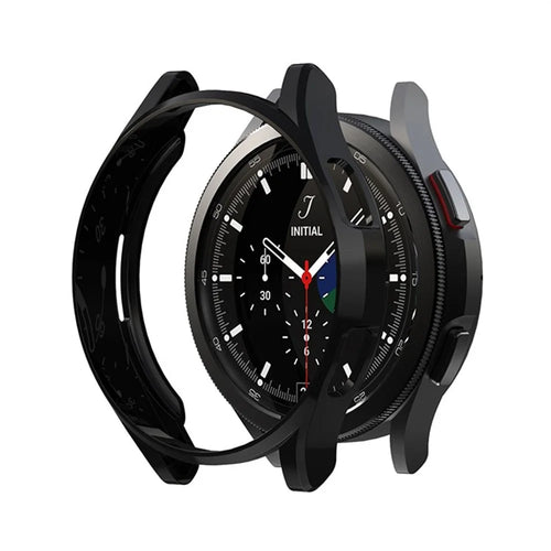 For Samsung Galaxy Watch4 Classic 46mm Soft TPU Watch Case Half Cover Electroplated Protective Cover - Black - 1