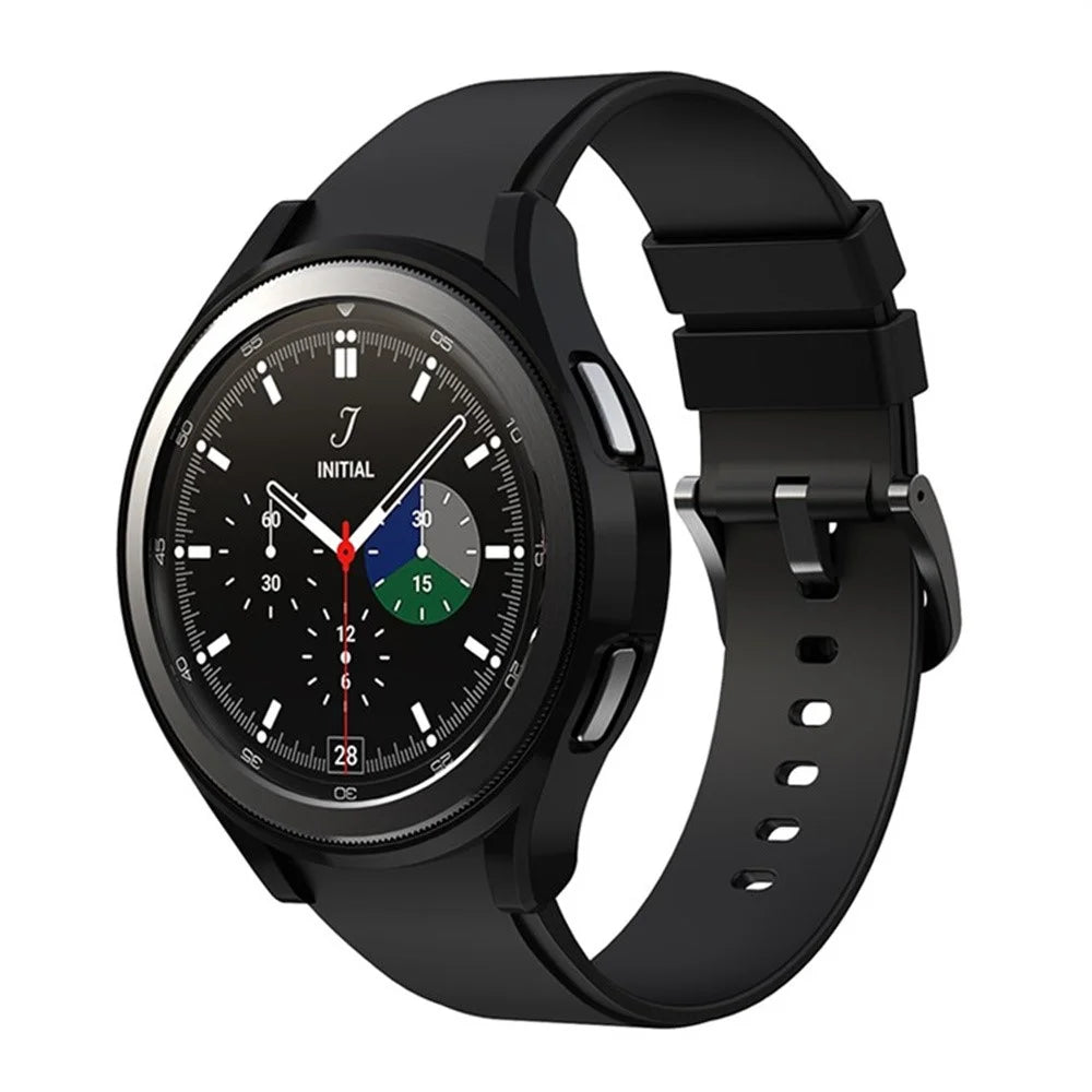 For Samsung Galaxy Watch4 Classic 46mm Soft TPU Watch Case Half Cover Electroplated Protective Cover - Black - 2