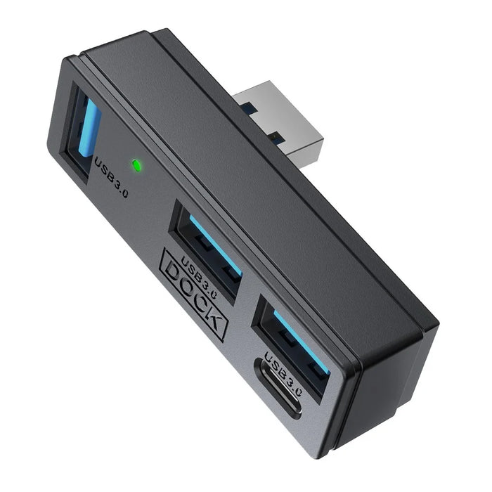 JYS SDM007 4-in-1 USB Hub 3x USB-A 3.0 + 1x USB-C 5Gbps Mini Dock for Steam Machine  /  PS5  /  PC - Black - 1