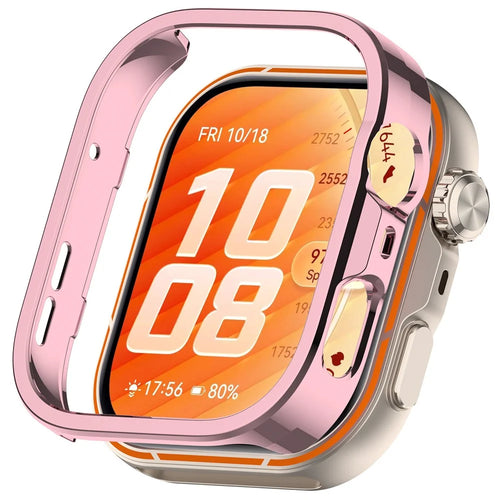 For Huawei Watch Fit 5 Pro Case Hollow Design Half Coverage PC Protective Shell - Electroplating Pink - 1