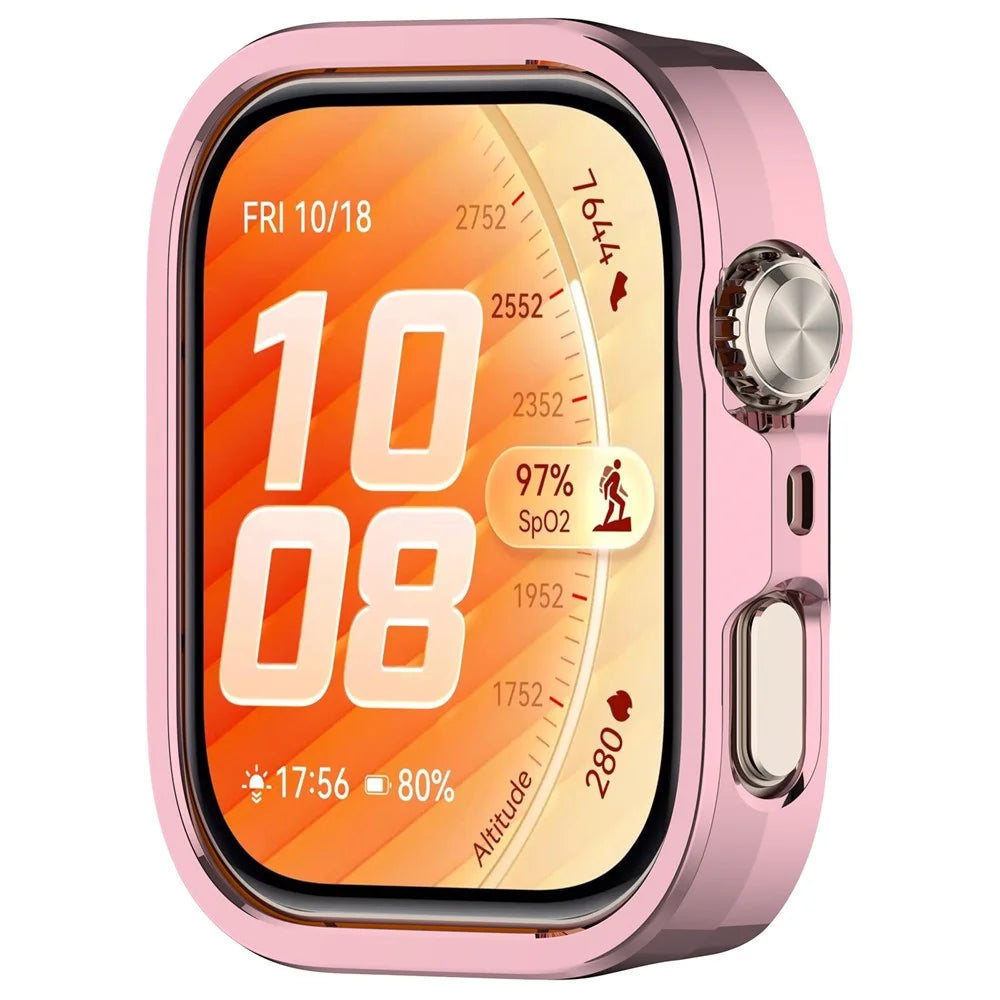For Huawei Watch Fit 5 Pro Case Hollow Design Half Coverage PC Protective Shell - Electroplating Pink - 2