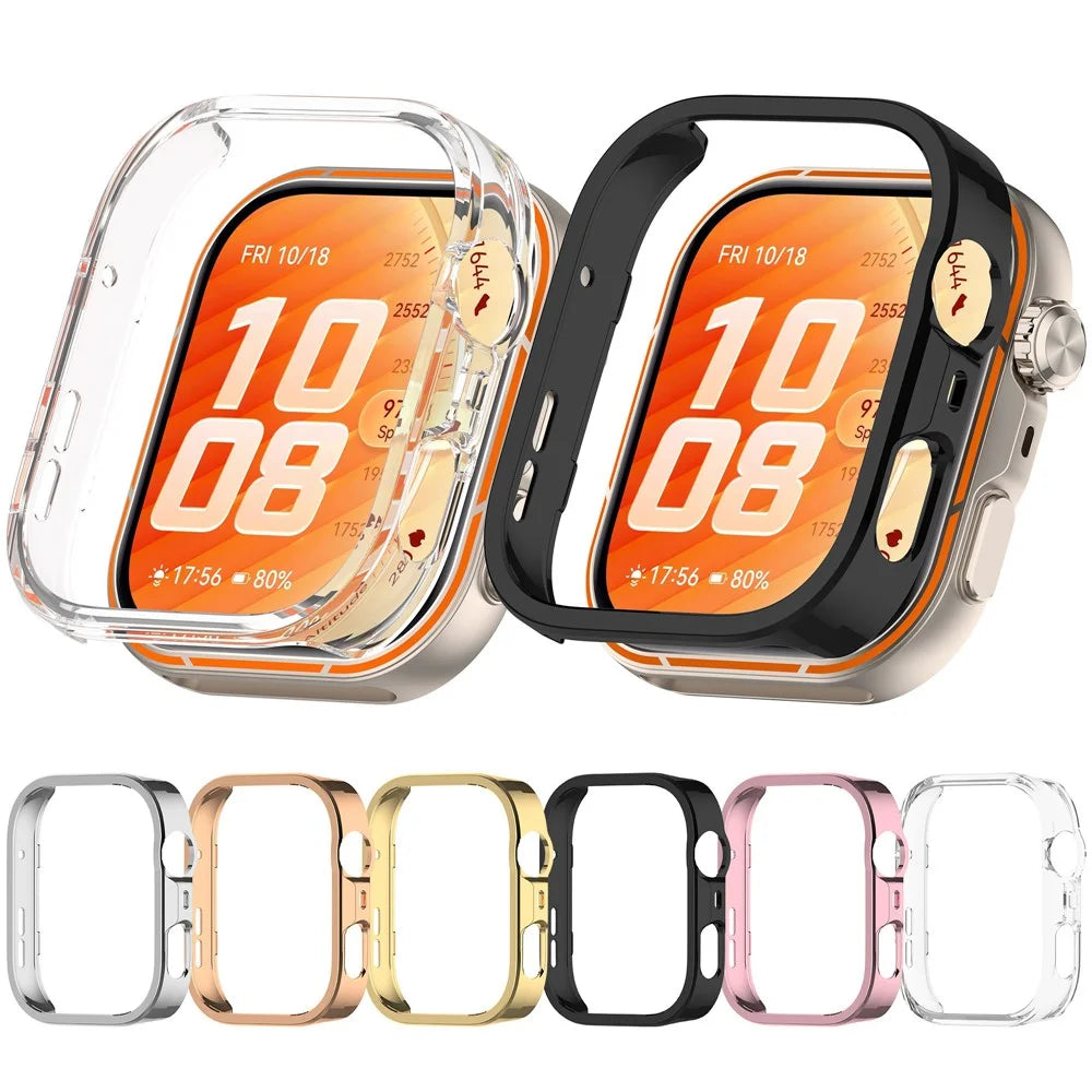 For Huawei Watch Fit 5 Pro Case Hollow Design Half Coverage PC Protective Shell - Electroplating Pink - 7