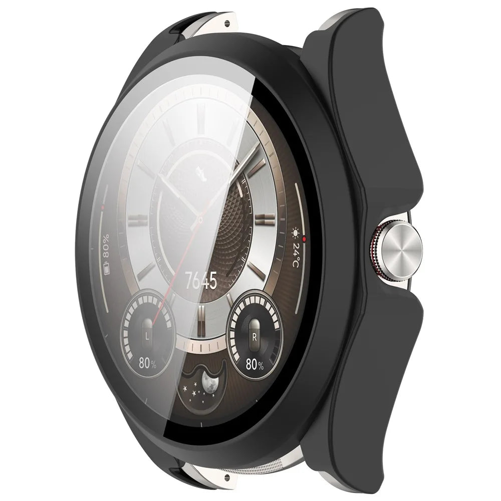 For Huawei Watch Buds 2 Watch Case Hard PC Shell with Tempered Glass Screen Protector - Matte Black - 2