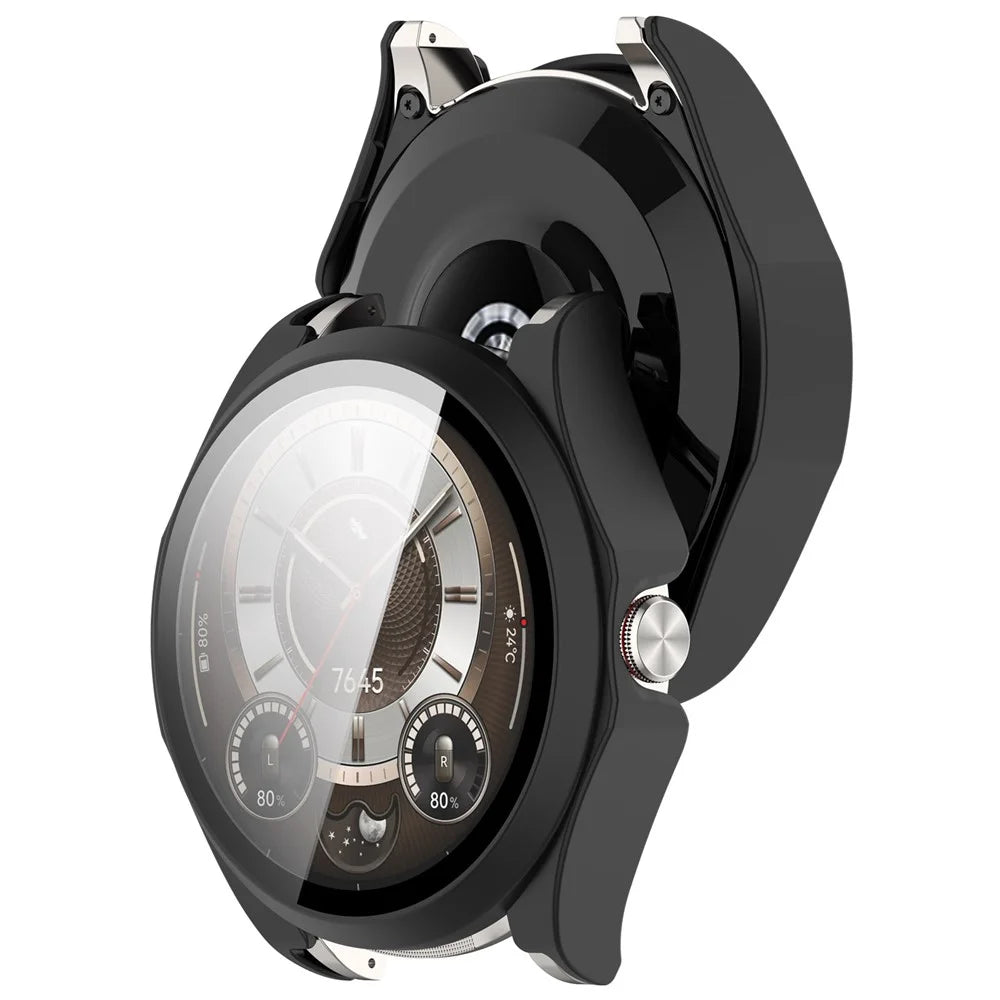 For Huawei Watch Buds 2 Watch Case Hard PC Shell with Tempered Glass Screen Protector - Matte Black - 3