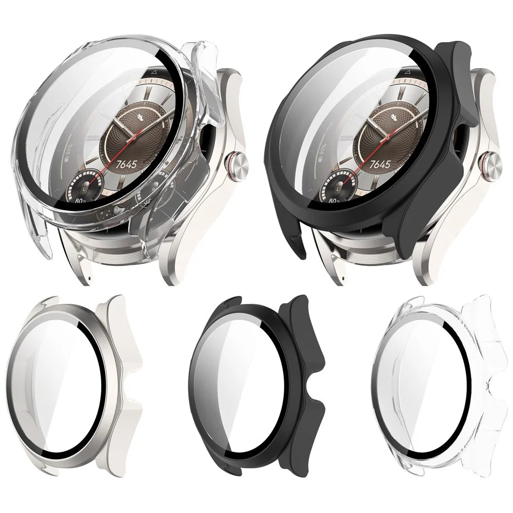 For Huawei Watch Buds 2 Watch Case Hard PC Shell with Tempered Glass Screen Protector - Matte Black - 7