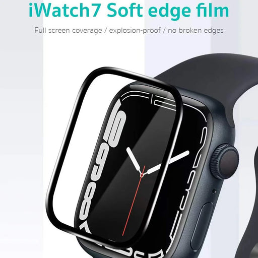 COTECI 24001 PET Screen Protector for Apple Watch Series 9 / 8 / 7 41mm Soft Edge Full Coverage Film - Black - 2