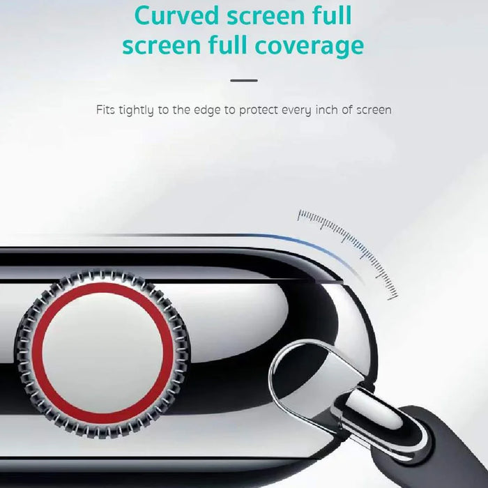 COTECI 24001 PET Screen Protector for Apple Watch Series 9 / 8 / 7 41mm Soft Edge Full Coverage Film - Black - 3