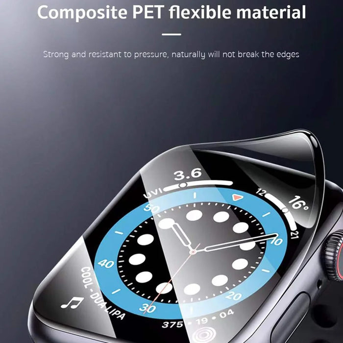 COTECI 24001 PET Screen Protector for Apple Watch Series 9 / 8 / 7 41mm Soft Edge Full Coverage Film - Black - 5