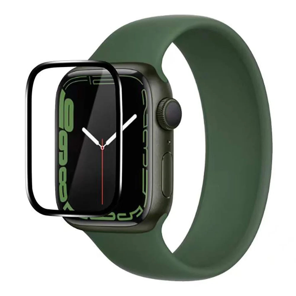 COTECI 24001 PET Screen Protector for Apple Watch Series 9 / 8 / 7 45mm Soft Edge Full Coverage Film - Black - 1