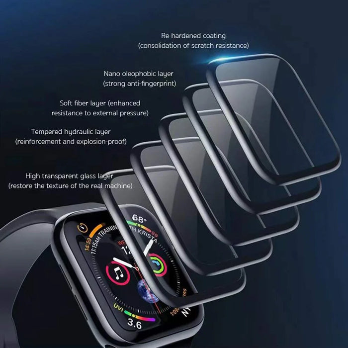COTECI 24001 PET Screen Protector for Apple Watch Series 9 / 8 / 7 45mm Soft Edge Full Coverage Film - Black - 4