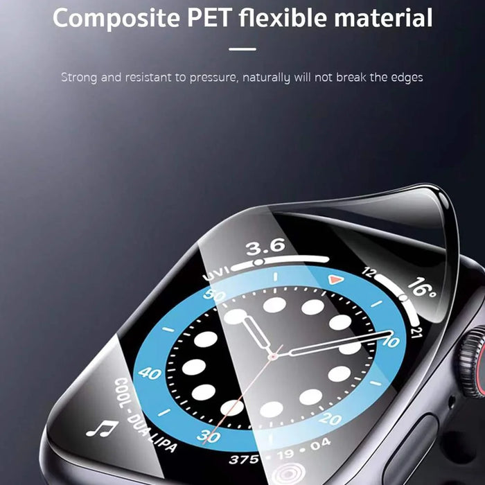 COTECI 24001 PET Screen Protector for Apple Watch Series 9 / 8 / 7 45mm Soft Edge Full Coverage Film - Black - 5