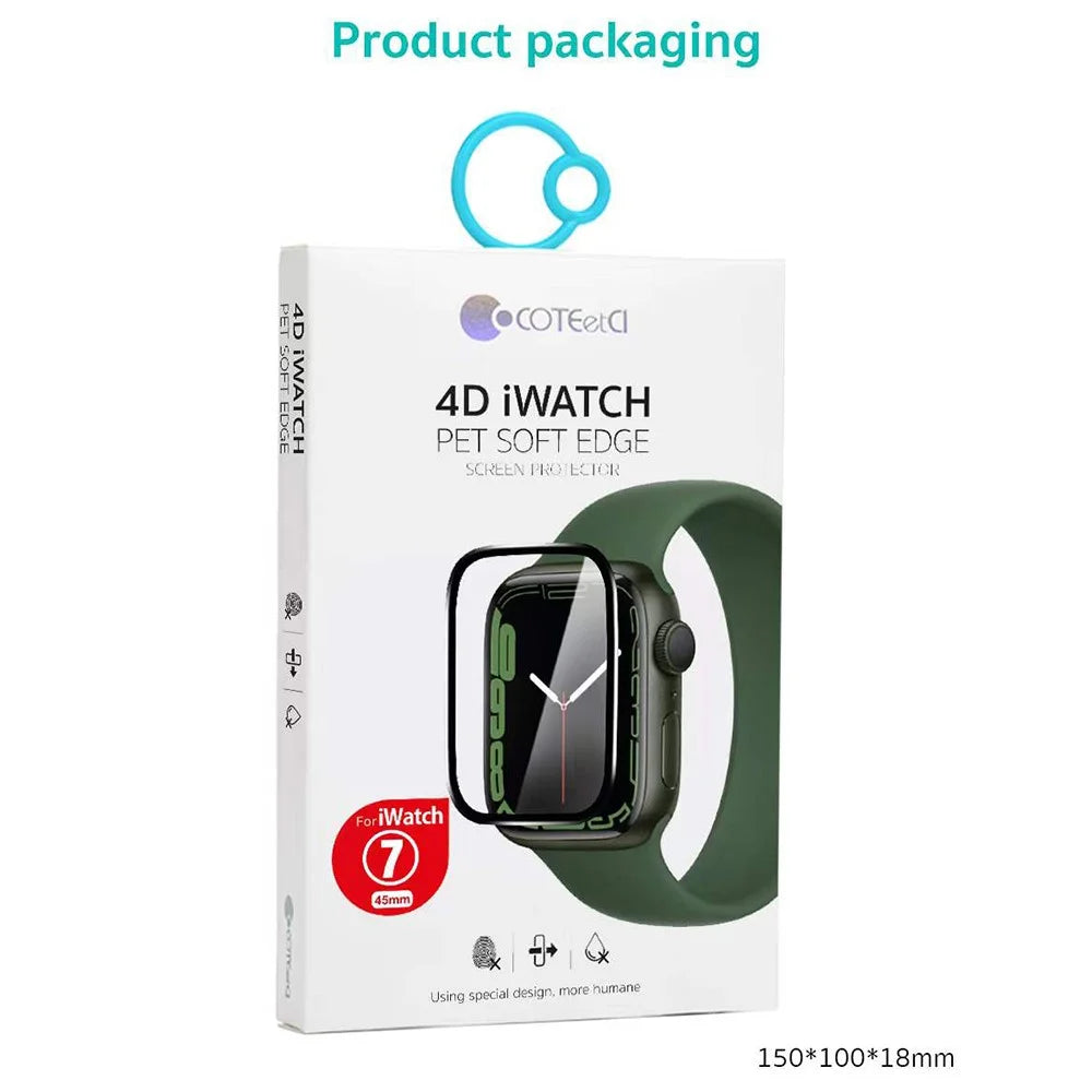 COTECI 24001 PET Screen Protector for Apple Watch SE (2025) / SE (2022) / SE (2020) / SE / Series 6 / 5 / 4 40mm Soft Edge Full Coverage Film - Black - 6