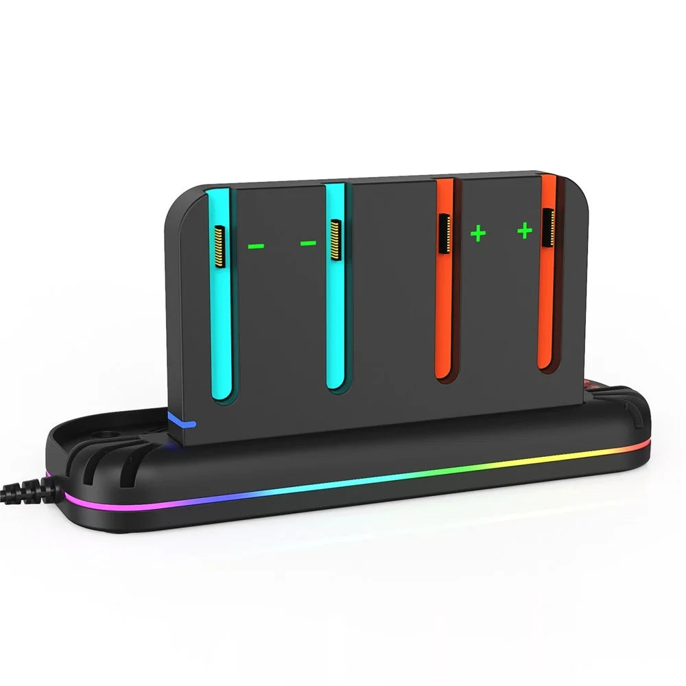 YZC-529 Multifunctional Joy-Con Charging Dock for Nintendo Switch 2 Magnetic 4 Slots Game Card Storage Cooling Fan Charging Station with RGB Lighting - Black - 1