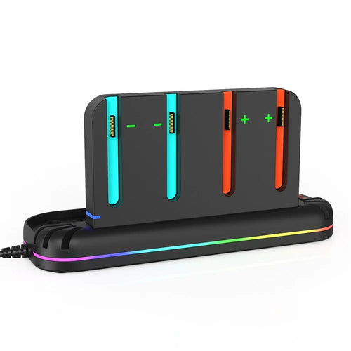 YZC-529 Multifunctional Joy-Con Charging Dock for Nintendo Switch 2 Magnetic 4 Slots Game Card Storage Cooling Fan Charging Station with RGB Lighting - Black - 1