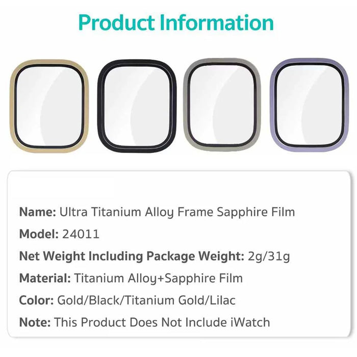 COTECI 24011 Screen Protector for Apple Watch Ultra 3 49mm / Ultra 2 49mm / Ultra 49mm Titanium Alloy Frame with Sapphire Film Full Coverage - Purple - 6