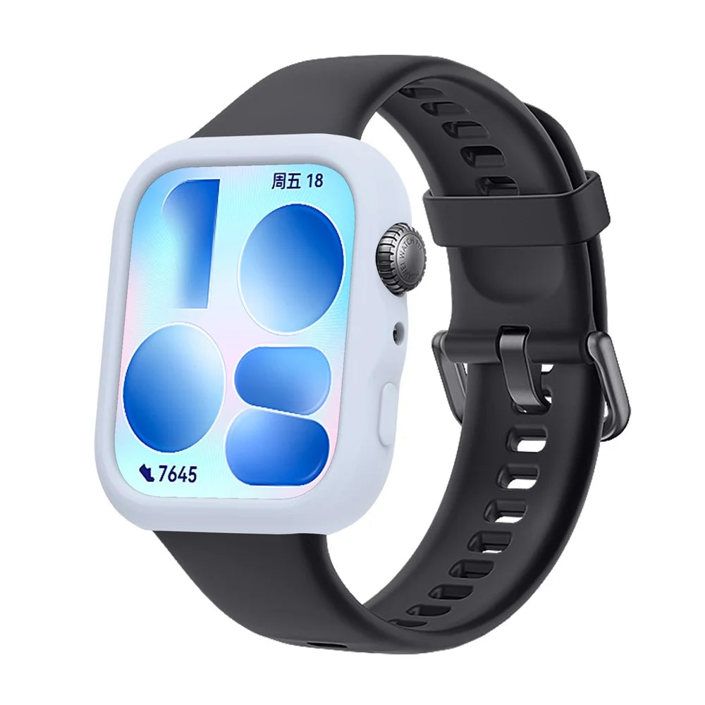 For Huawei Watch Fit 5 Silicone Case Shockproof Protective Hollow Watch Frame Cover - Baby Blue - 2